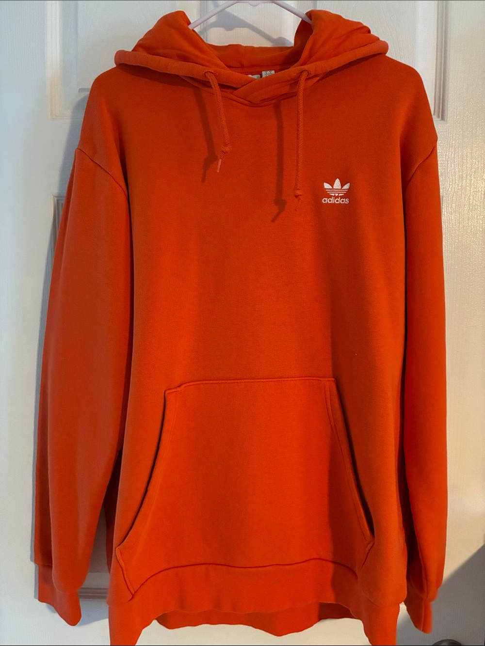 adidas Orange Pullover Hoodie with Trefoil Logo
